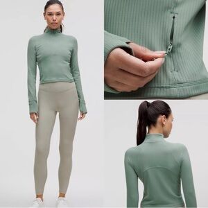 Lululemon Its Rulu Ribbed Cropped Half Zip Size Large